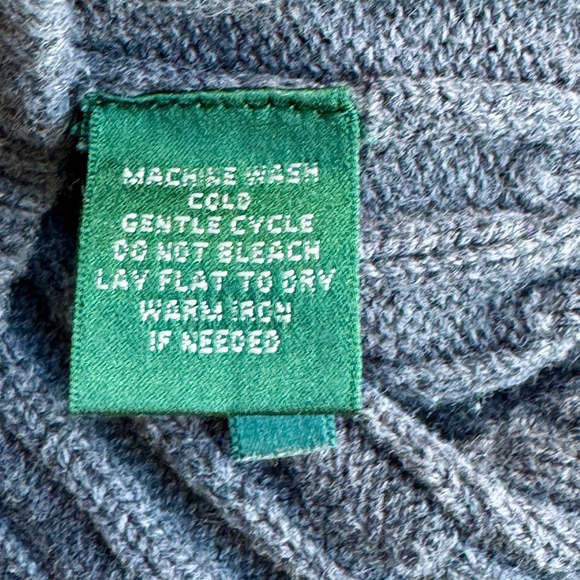 Lauren Ralph Lauren Gray Cable Knit V-Neck Sweater – Women’s Small, 100% Cotton - Picture 9 of 15